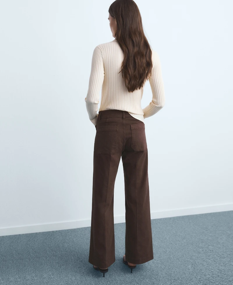 Mango Women's Pockets Wide Leg Jeans