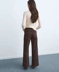 Mango Women's Pockets Wide Leg Jeans