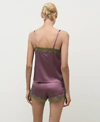 Mango Women's Contrasting Lace Silk Top