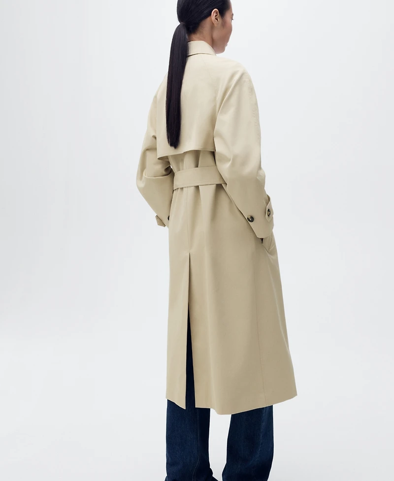 Mango Women's Long Double-Breasted Trench Coat