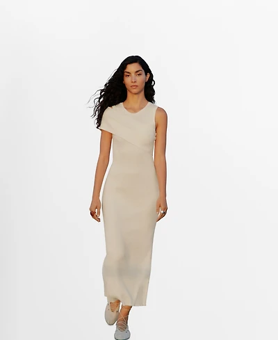 Mango Women's Asymmetrical Sleeves Knitted Dress