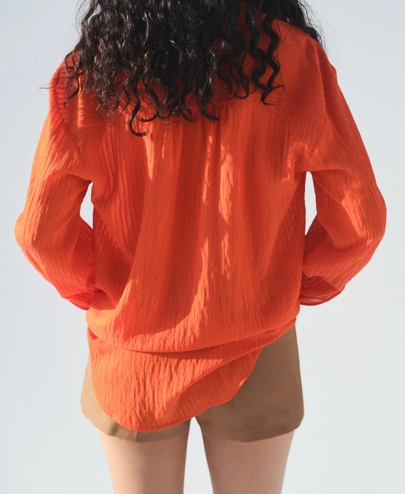Mango Women's Oversized Crinkled-Effect Shirt