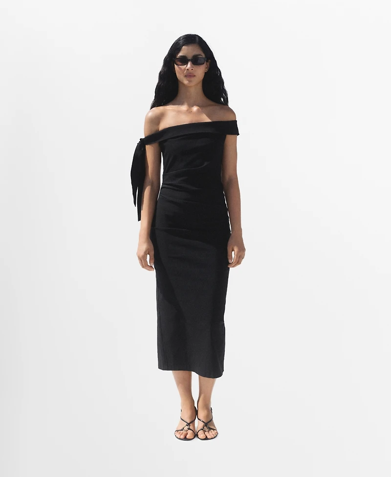 Mango Women's Bow Detail Strapless Dress