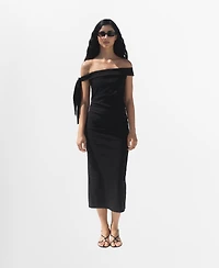 Mango Women's Bow Detail Strapless Dress