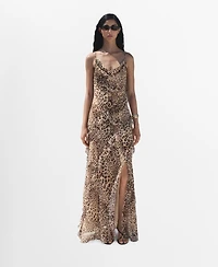 Mango Women's Animal Print Ruffle Dress