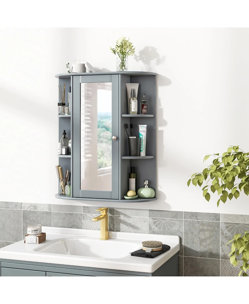 Gymax Bathroom Wall Medicine Cabinet Wall Mounted Storage Organizer