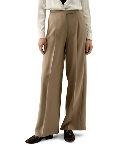 Lilysilk Women's Silk-Wool Pleated Wide-Leg Trousers