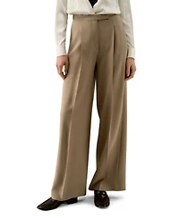 Lilysilk Women's Silk-Wool Pleated Wide-Leg Trousers