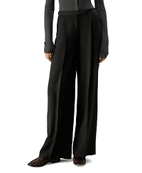 Lilysilk Women's Silk-Wool Pleated Wide-Leg Trousers