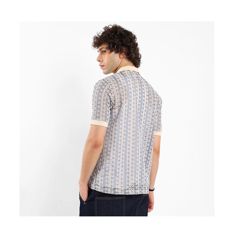 Campus Sutra Men's Ditsy Floral Knit Shirt