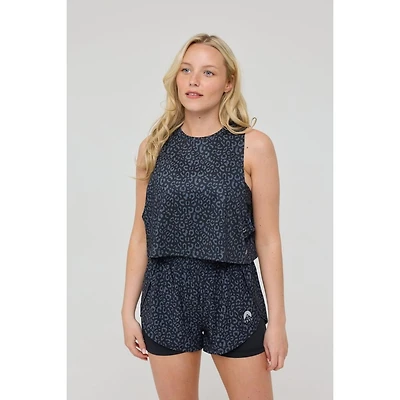 Oosc Women's Infinite Cropped Tank Top - Black Leopard