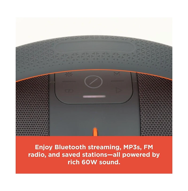 RadioShack 50W Gray and Orange Wireless Bluetooth Portable Speaker With Type C Charging Cable 4001784