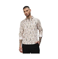 Campus Sutra Men's Abstract Print Button Up Cotton Shirt