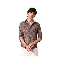Campus Sutra Men's Geometric Seersucker Shirt