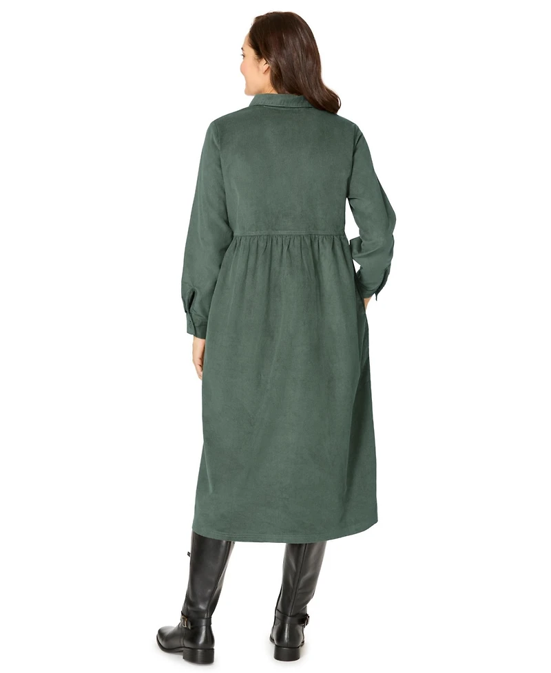 Woman Within Plus Button Front Corduroy Dress