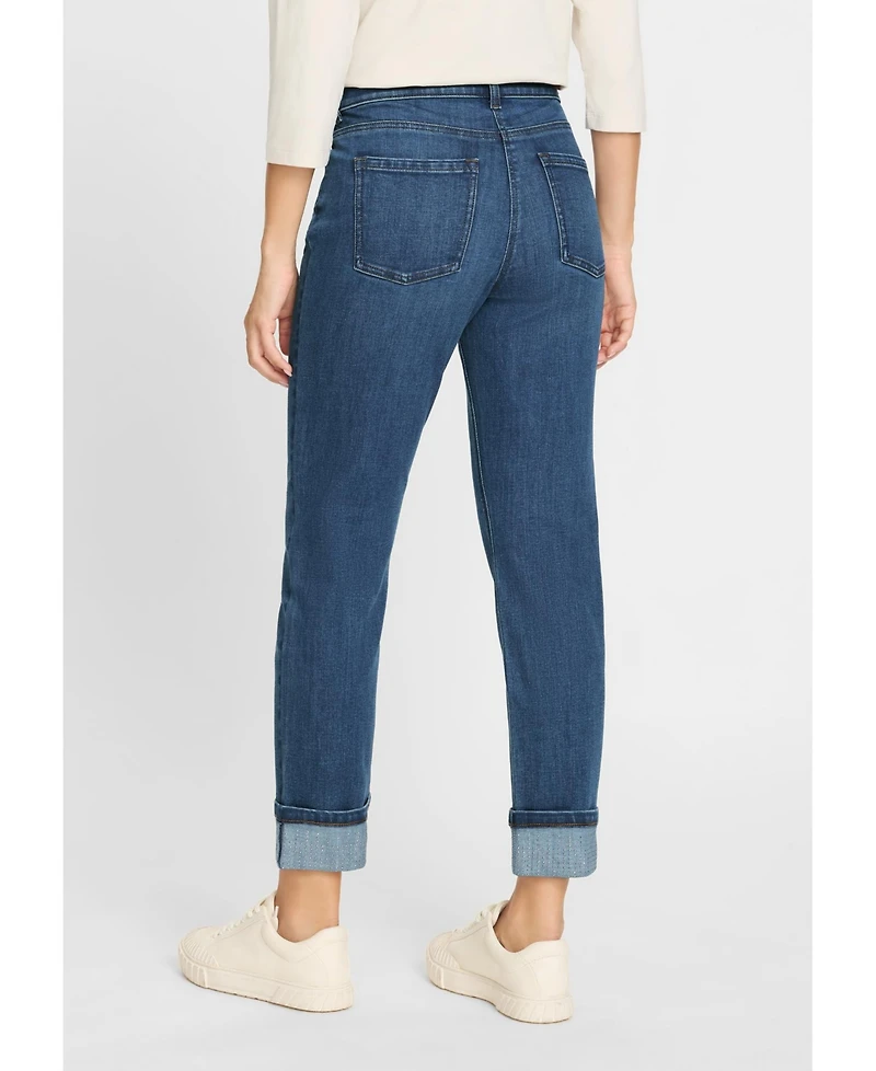 Olsen Women's Mona Fit Straight Leg 5-Pocket Jean with Rhinestone Hem