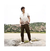 Campus Sutra Men's Ivory White & Tan Brown Desert Ombre Shirt