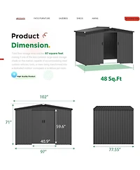 Aecojoy 8x6 Ft Outdoor Storage Tool Shed
