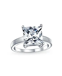 Bling Jewelry Sterling Silver 3CT Princess Cut Cubic Zirconia Solitaire Ring – Classic Promise Design