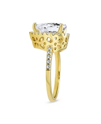 Bling Jewelry 7CT Pear Halo Cz Solitaire Teardrop Cocktail Statement Ring Sterling Silver