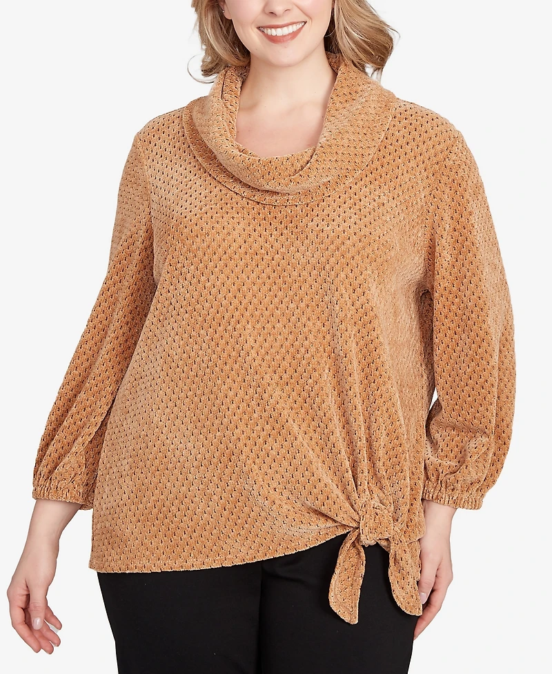 Ruby Rd. Plus Honeycomb Chenille Cowl Neck Top