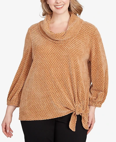 Ruby Rd. Plus Honeycomb Chenille Cowl Neck Top