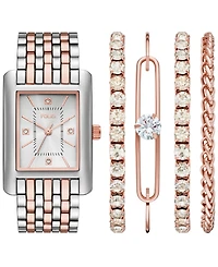 Folio Women's Quartz Three-Hand Two-Tone Alloy Watch Set, 36mm
