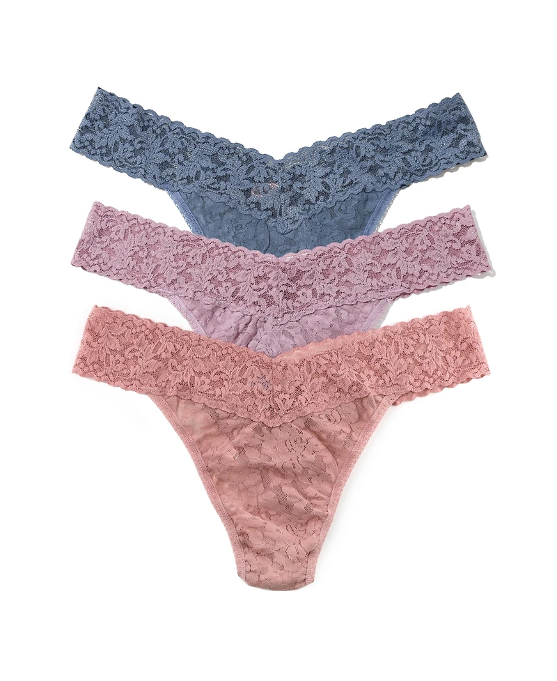 Hanky Panky Women's Signature Lace Original Rise 3 Pack Thong Underwear