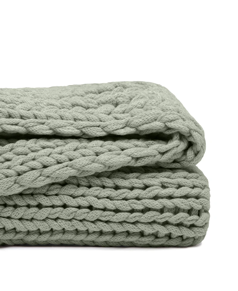ienjoy Home Eucalyptus Oversized Chunky Hand-knit Throw, 59" x 47"