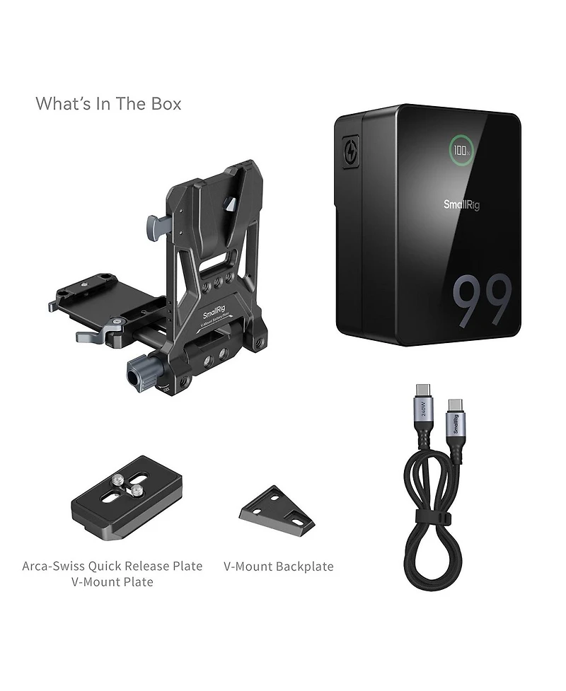 SmallRig VB99 Pro Mini Rechargeable V-Mount Battery with Foldable Battery Plate
