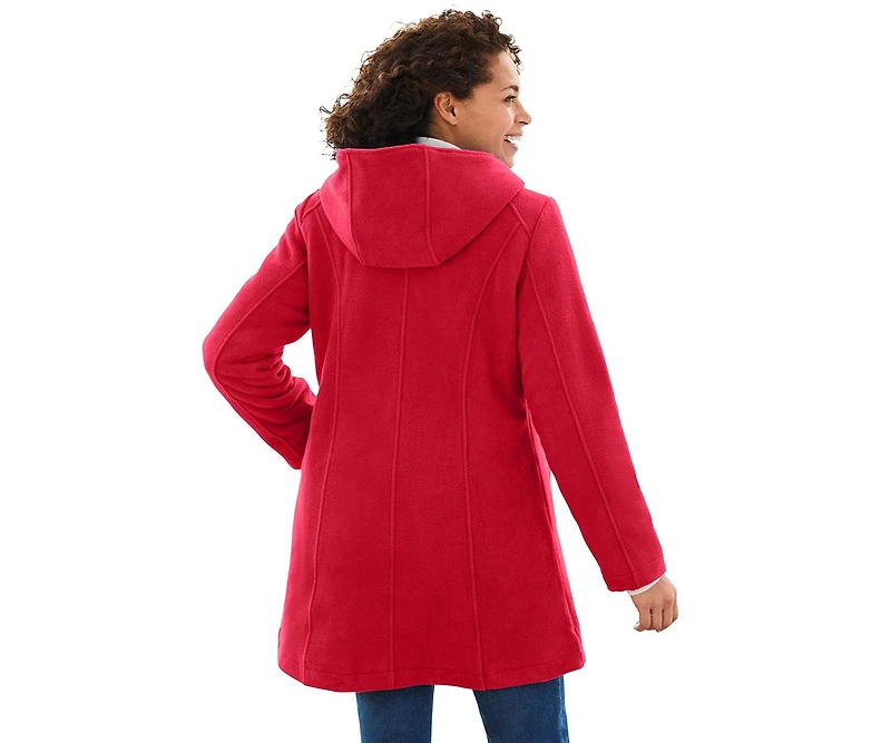 Women's Within Double-Breasted Hooded Fleece Peacoat