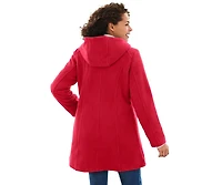 Women's Within Double-Breasted Hooded Fleece Peacoat