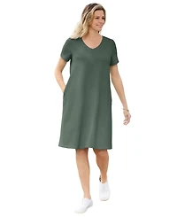 Woman Within Women's Perfect Short-Sleeve V-Neck Tee Dress
