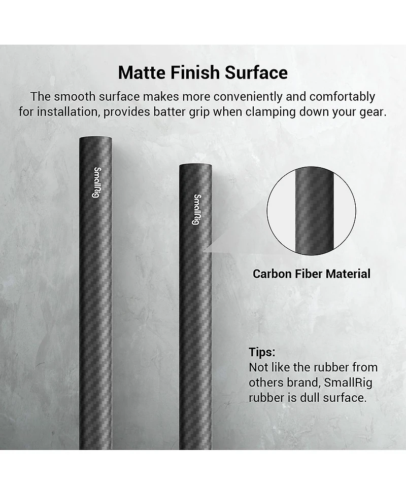 SmallRig 15mm Carbon Fiber Rod, 8", 2-Pack