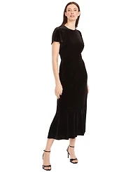 Maggy London Women's Short Sleeve Velvet Midi Dress