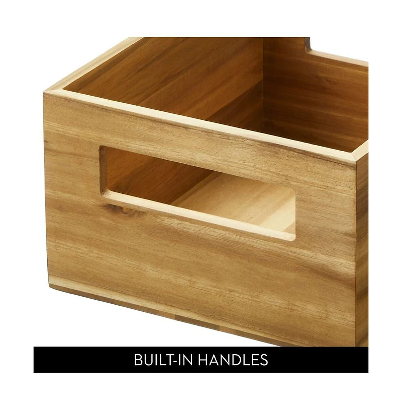 iDesign Acacia Wood Pantry Bin with Handles - Set of 2 - Natural