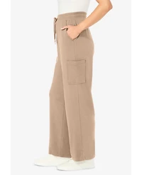 Woman Within Women's Knit Pull-On Drawstring Cargo Pants