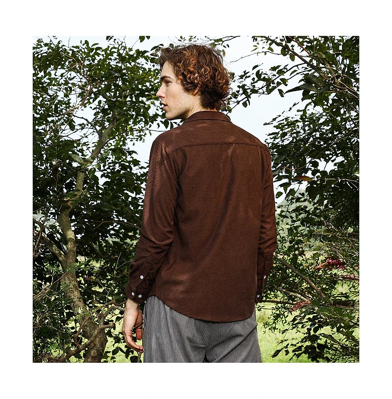 Campus Sutra Men's Chocolate Brown Tactile Utility Shirt