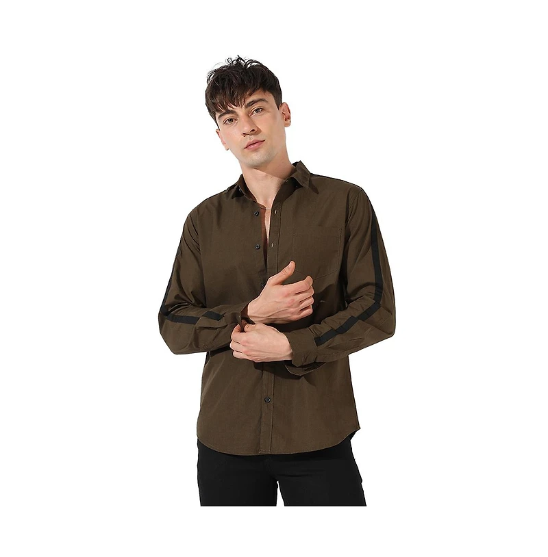 Campus Sutra Men's Side Striped Shirt