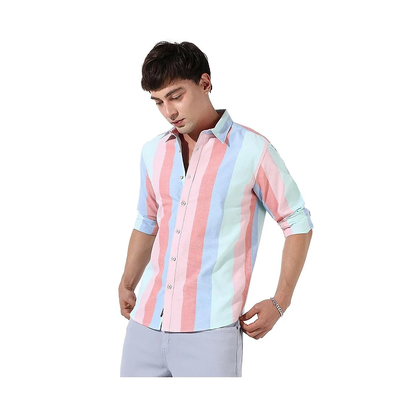 Campus Sutra Men's Multicolour Roman Striped Shirt
