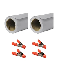 Savage 86"x36' Widetone Seamless Background Paper, Stone Gray, 2-Pack, Bundle with 4x 1-1/4x1" Steel Spring Orange Clamp