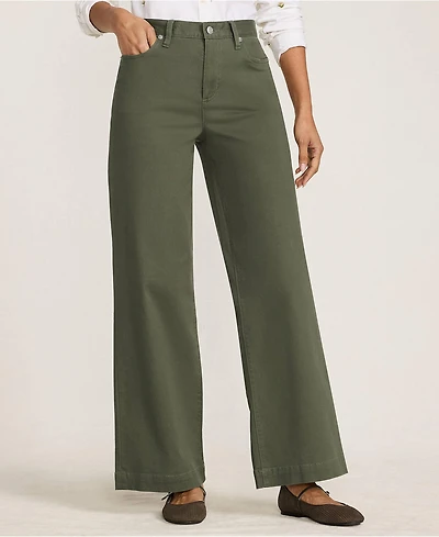 Lands' End Women's High Rise 5 Pocket Wide Leg Chino Pants