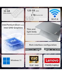 Lenovo IdeaPad 1 15.6" Entry Traditional Laptop Intel Pentium Silver N6000 4GB Ram Intel Uhd Graphics 128GB eMMC Storage Windows 11 Home Fhd 60Hz