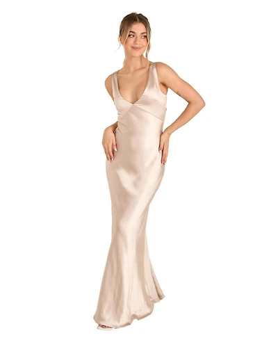 Six Stories Women's Twist Back Satin Bridesmaid Dress