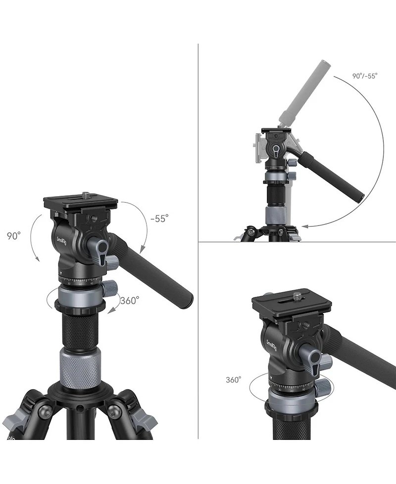 SmallRig 4-Section Carbon Fiber Travel Tripod with CH20 Fluid Video Head