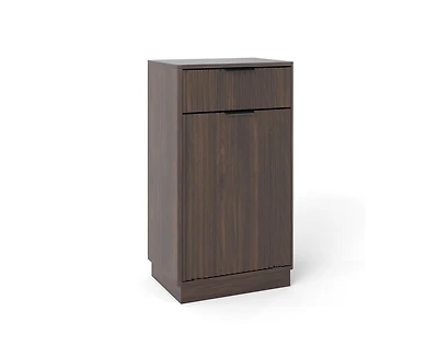 Casainc 10-Gallon Woodgrain Tilt-Out Trash Can Cabinet with Wave-Textured Drawer & Pull-Out Bin