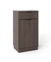10 Gallon Woodgrain Tilt Out Trash Can Cabinet With Wave Textured Drawer Pull Out Bin
