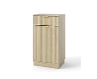 Casainc 10-Gallon Woodgrain Tilt-Out Trash Can Cabinet with Wave-Textured Drawer & Pull-Out Bin