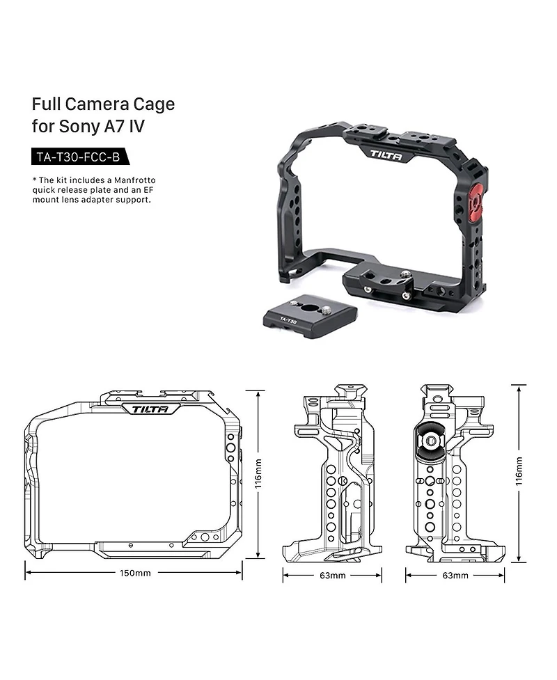 Tilta Full Camera Cage for Sony a7 Iv & Select Cameras, Black
