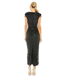 Mac Duggal Women's High Neck Dress w/ Crystal Fringe Detail